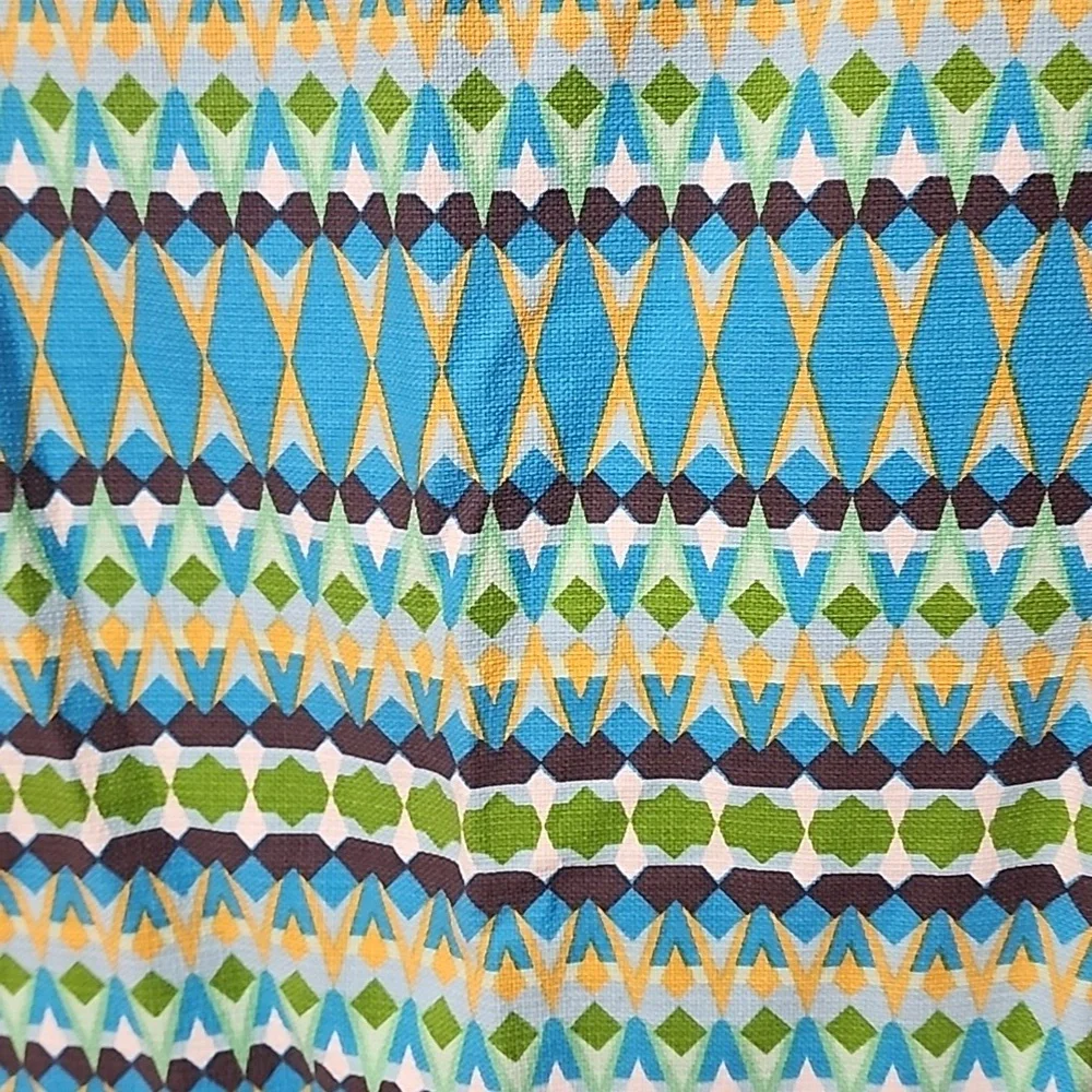 J CREW The Pencil Skirt 6 Midi Blue Geometric Batik Geometric Abstract Art Vibe